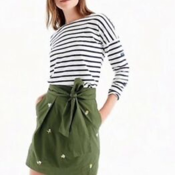 J.Crew olive skirt with flowers* - Picture 2 of 6